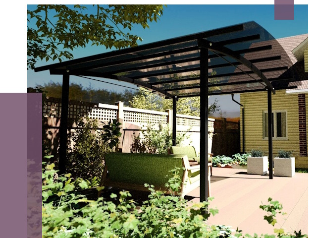 Навесы для террасы в Борисоглебске от 13265 руб. под ключ | ПРОЛЁТ-Брс