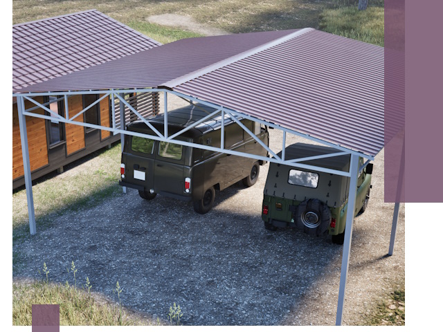 Двускатные навесы под ключ в Борисоглебске — изготовление и монтаж